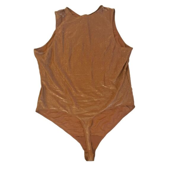 SKIMS Copper Shimmer Crew Neck Sleeveless Thong Bodysuit Sz 4X NWT - Picture 5 of 12